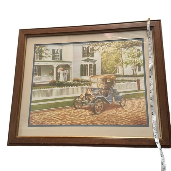 Vintage Wooden Picture Frame: Antique Ford Car Print‎ - Picture 3 of 5
